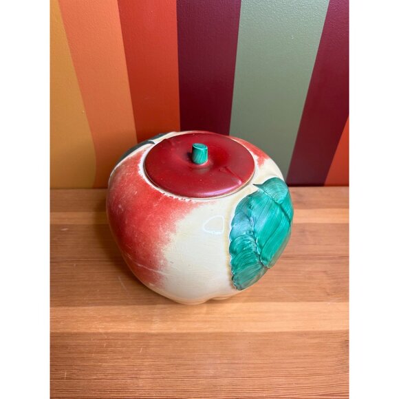 1940s Hull pottery apple cookie jar ceramic fall autumn decor - CRAZING - Picture 2 of 10